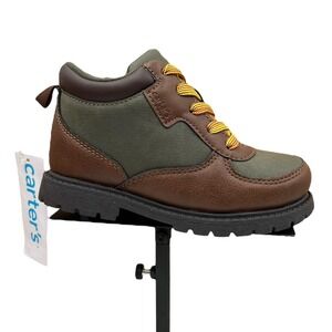 Carter's Little Boys Boston Fashion Ankle Boot Size 12 Brown-Olive Slip-on Style